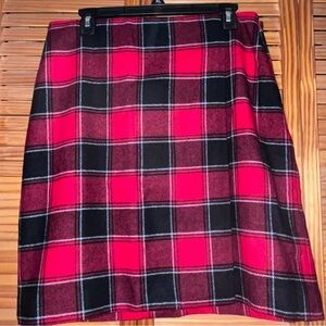 Talbots Wool Blend Size 10 Red Plaid Faux Lined Wrap Skirt New with Tag